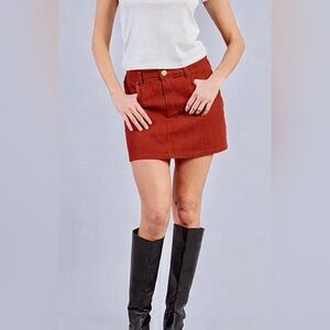 Lili Sidonio Molly Bracken Corduroy Rust Button Zip Skirt w. Pockets Size S